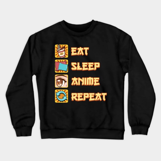 Funny Eat Sleep Anime Repeat Crewneck Sweatshirt by theperfectpresents